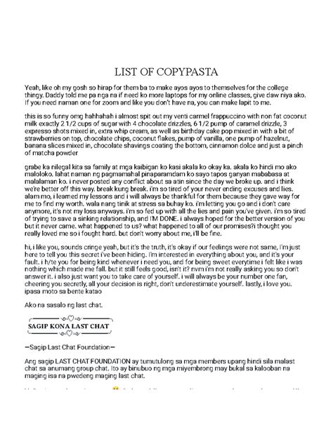 copypasta list|Over 100 Pages of Pasta: An Anthology : r/copypasta